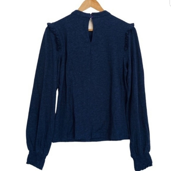 Anthropologie Ranna Gill Blue Beaded Charlene Longsleeve Top - Picture 4 of 8